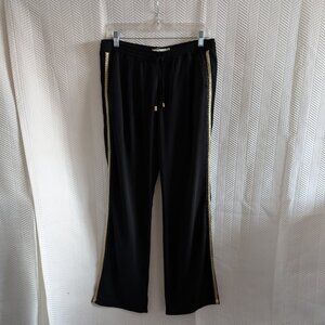 La Morena Black Pants Gold Side Stripe Detail Pull-On Waist | Size M (40) NWT